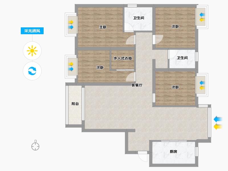 湖南省-长沙市-福天藏郡-127.00-户型库-采光通风