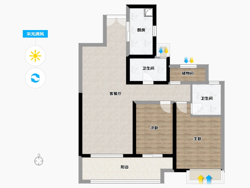 江苏省-盐城市-大丰吾悦华府-88.00-户型库-采光通风