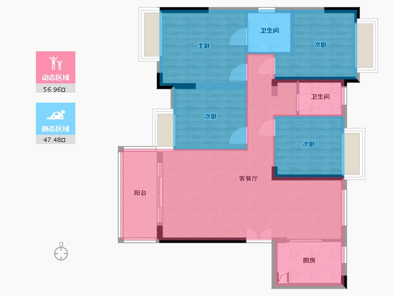 湖南省-岳阳市-海盟・山水豪庭-111.00-户型库-动静分区