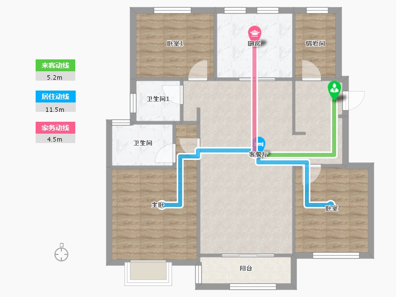 天津-天津市-金地藝墅家-105.00-户型库-动静线