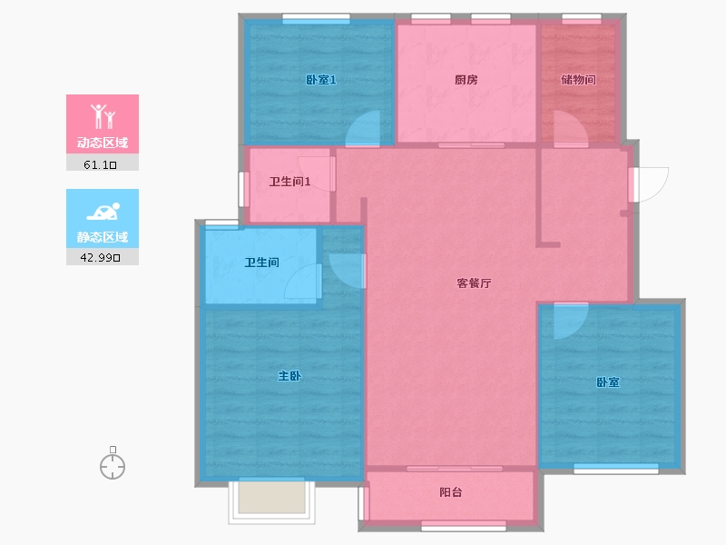 天津-天津市-金地藝墅家-105.00-户型库-动静分区