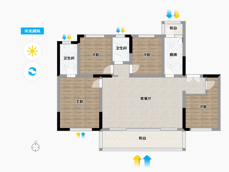 四川省-南充市-中央星座-104.40-户型库-采光通风