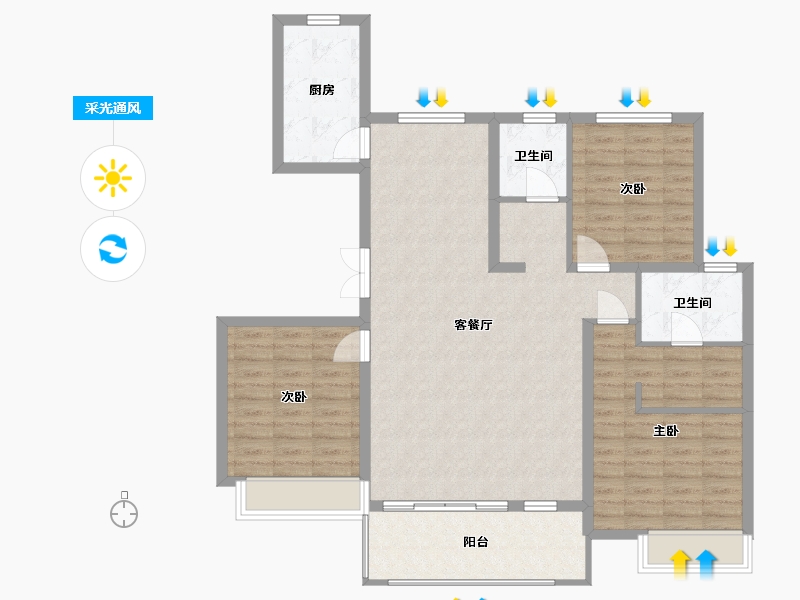 江苏省-徐州市-隐山观湖-111.00-户型库-采光通风