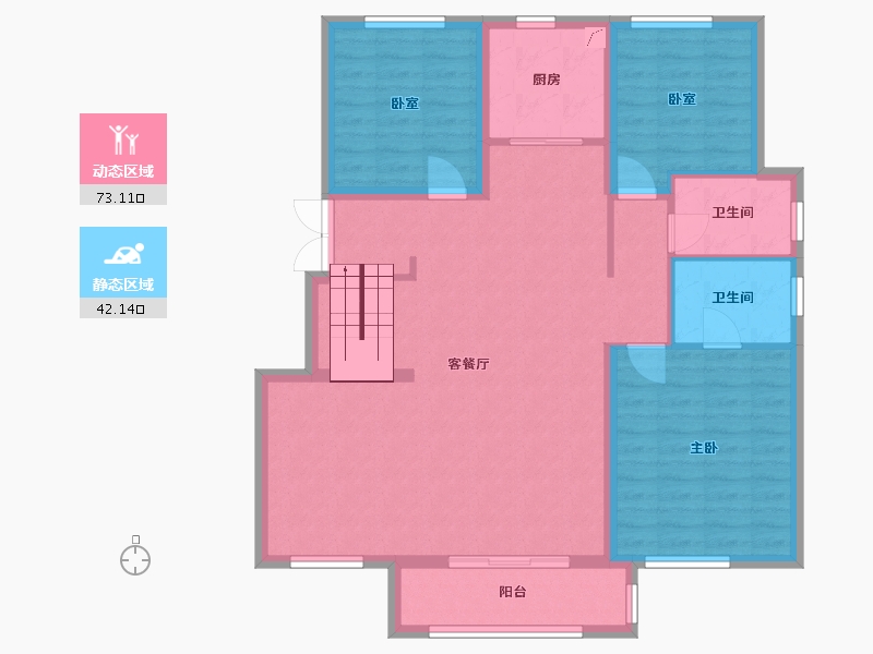 浙江省-温州市-鳌江馨园-107.00-户型库-动静分区