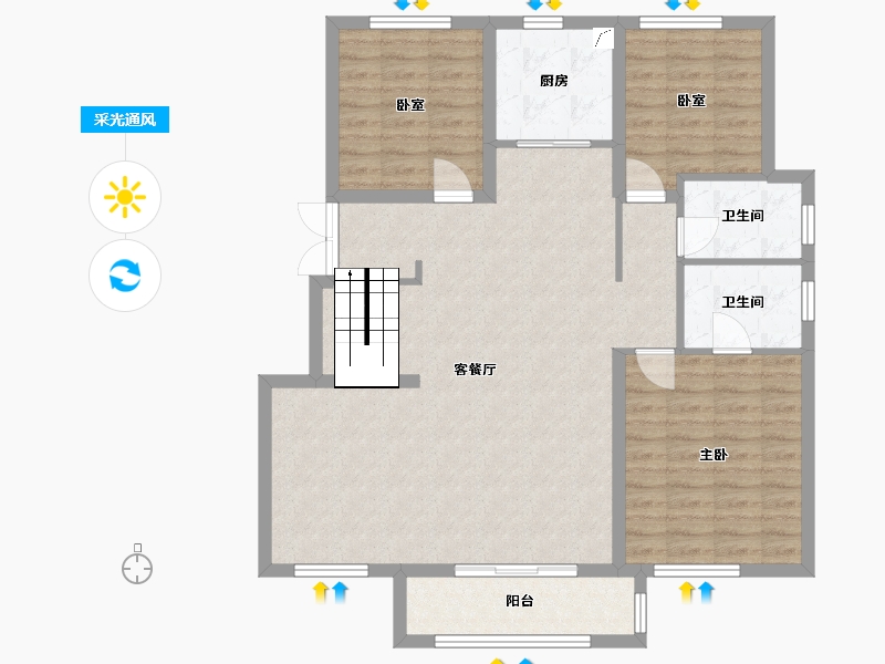 浙江省-温州市-鳌江馨园-107.00-户型库-采光通风