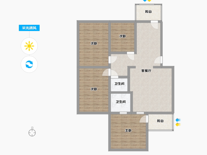 山西省-吕梁市-安居小区-103.65-户型库-采光通风