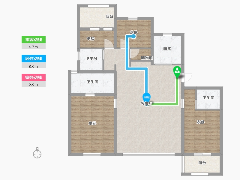 浙江省-宁波市-万科滨河道-135.00-户型库-动静线