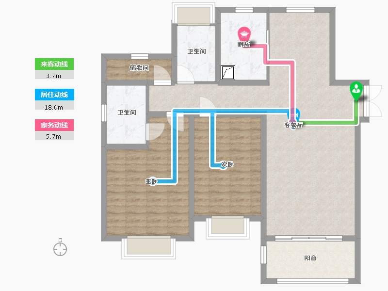 江苏省-苏州市-荷塘月苑-105.00-户型库-动静线