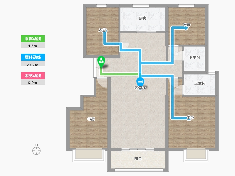 新疆维吾尔自治区-图木舒克市-团昇花园-96.00-户型库-动静线