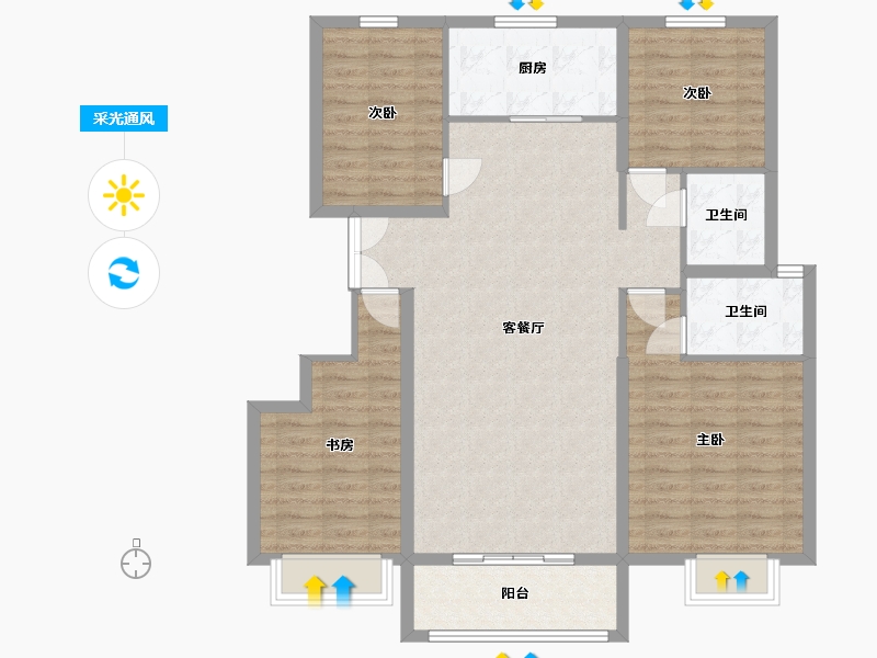 新疆维吾尔自治区-图木舒克市-团昇花园-96.00-户型库-采光通风