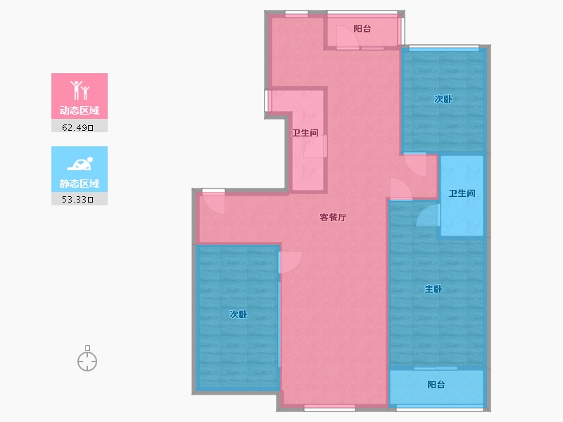 辽宁省-大连市-万达华府-102.00-户型库-动静分区