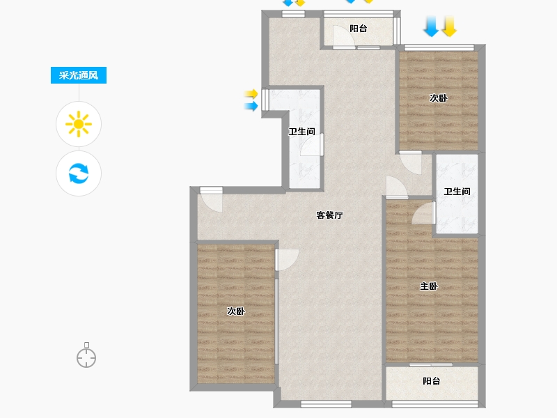 辽宁省-大连市-万达华府-102.00-户型库-采光通风