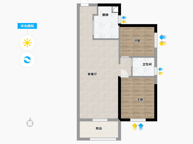 湖南省-长沙市-阳光城尚东湾-60.00-户型库-采光通风