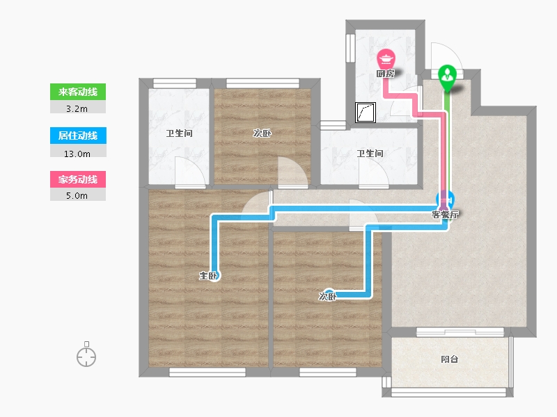 浙江省-温州市-鳌江玉兰湾-70.30-户型库-动静线