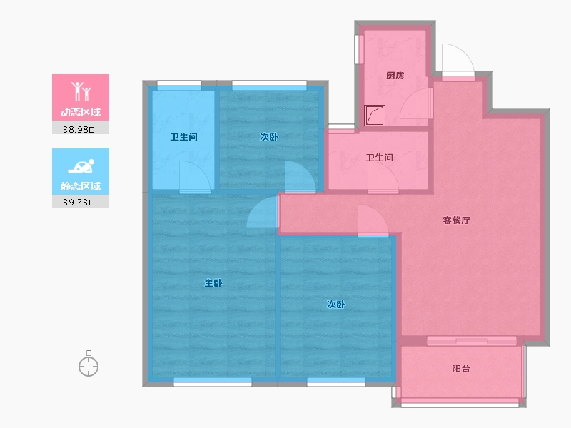 浙江省-温州市-鳌江玉兰湾-70.30-户型库-动静分区