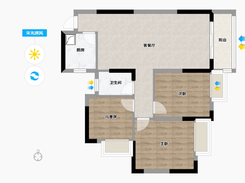 广西壮族自治区-柳州市-栗园新居-75.30-户型库-采光通风