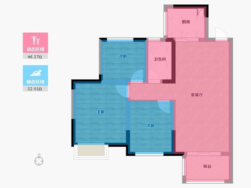 四川省-绵阳市-水韵长滩-74.00-户型库-动静分区