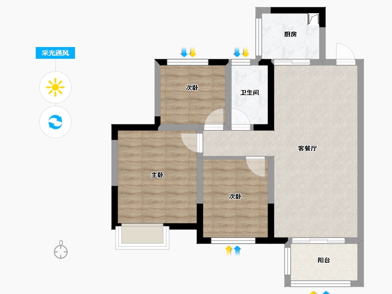 四川省-绵阳市-水韵长滩-74.00-户型库-采光通风