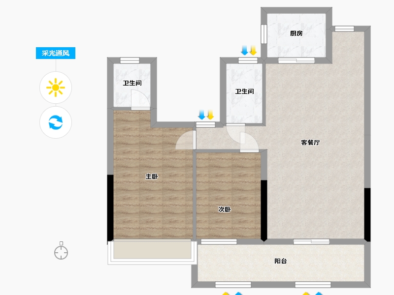 湖北省-荆州市-观澜领秀城-92.00-户型库-采光通风