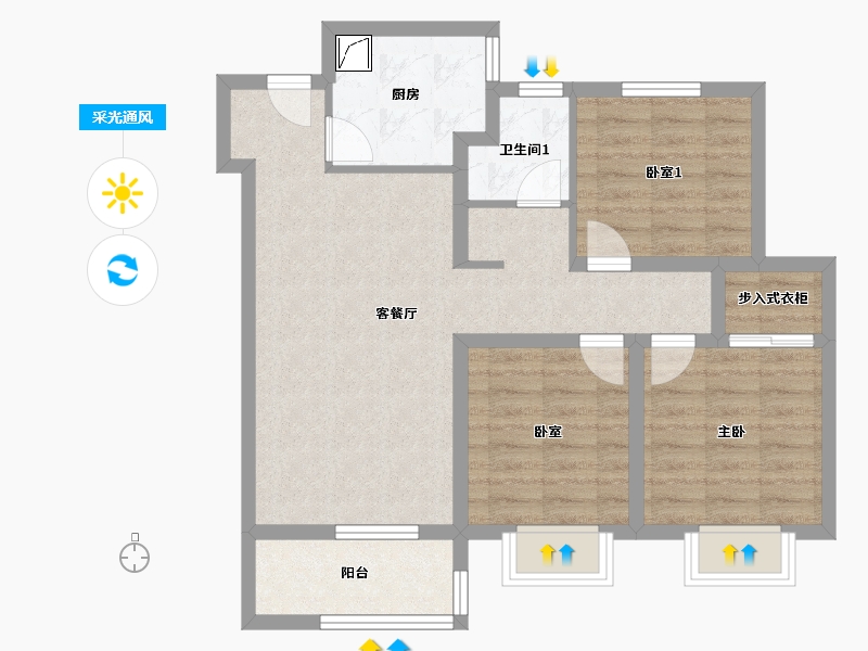 河北省-沧州市-新城悦隽风华-78.00-户型库-采光通风