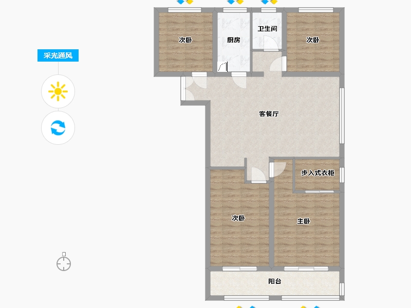 山东省-菏泽市-壹号学府-116.00-户型库-采光通风