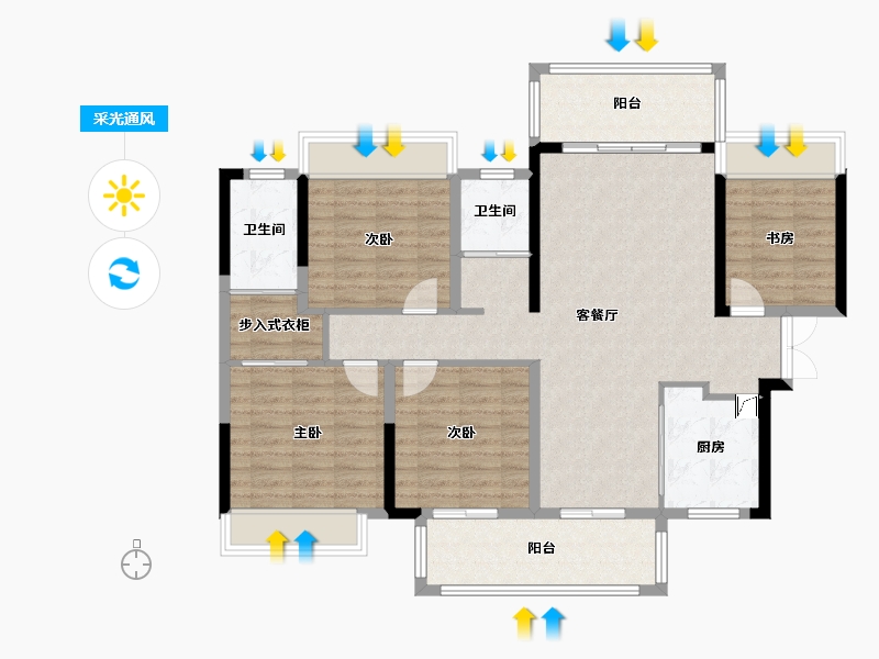 广东省-肇庆市-四会市吾悦广场17座-120.00-户型库-采光通风