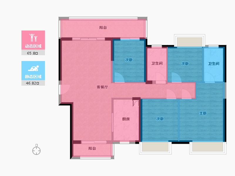 湖南省-株洲市-美的梧桐-124.00-户型库-动静分区