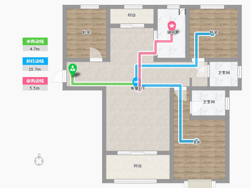 陕西省-渭南市-名门世园-93.57-户型库-动静线