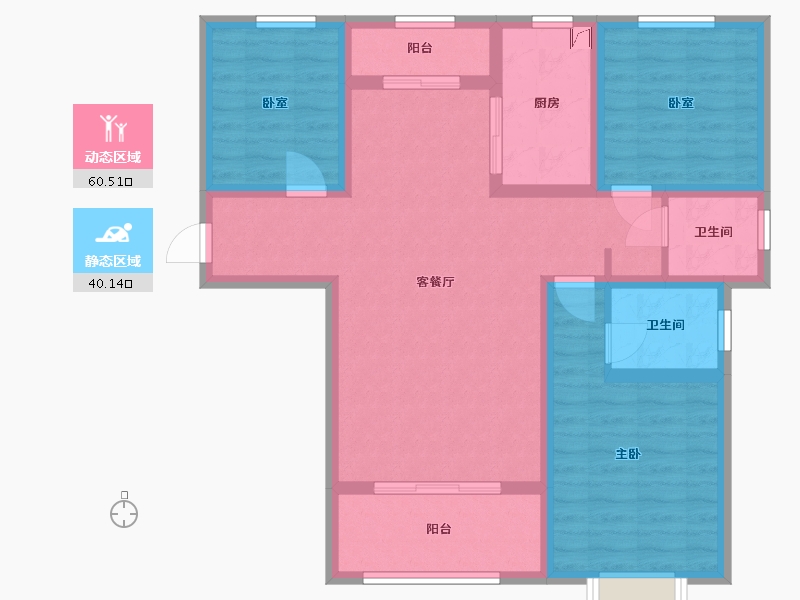 陕西省-渭南市-名门世园-93.57-户型库-动静分区