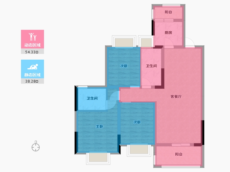 四川省-成都市-金牛万达广场-87.50-户型库-动静分区