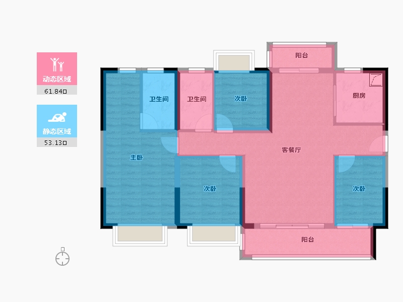 云南省-昆明市-碧桂园春城印象-108.17-户型库-动静分区