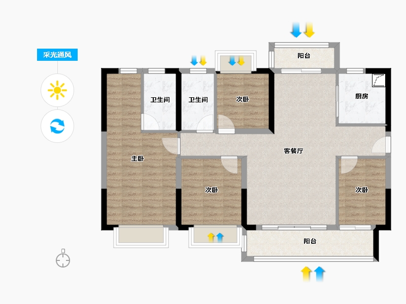 云南省-昆明市-碧桂园春城印象-108.17-户型库-采光通风