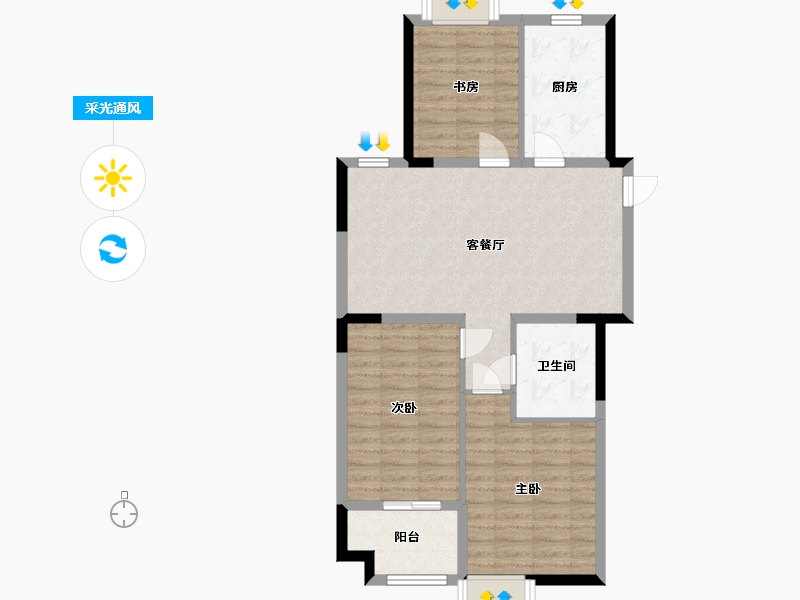 山东省-青岛市-大都汇玺元-80.29-户型库-采光通风