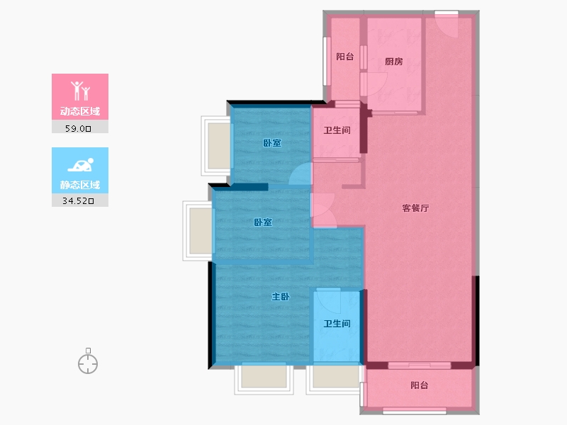 贵州省-贵阳市-西南上城-89.42-户型库-动静分区