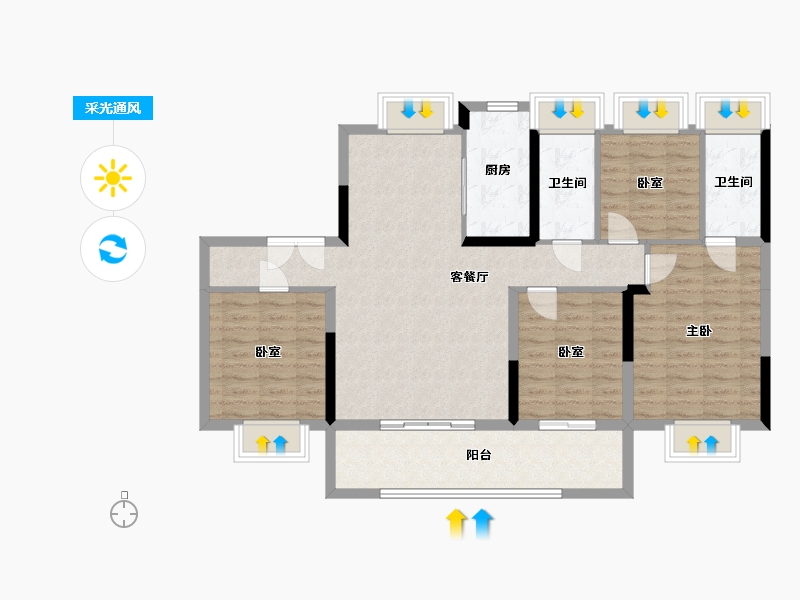 湖北省-孝感市-孝感碧桂园-120.00-户型库-采光通风