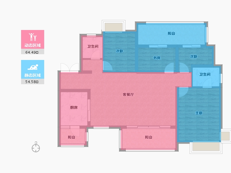 江苏省-苏州市-九龙仓时代上城-100.00-户型库-动静分区