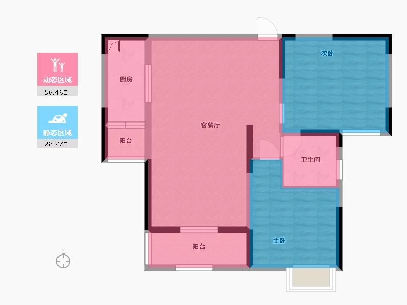 江苏省-苏州市-江南安康里-76.00-户型库-动静分区