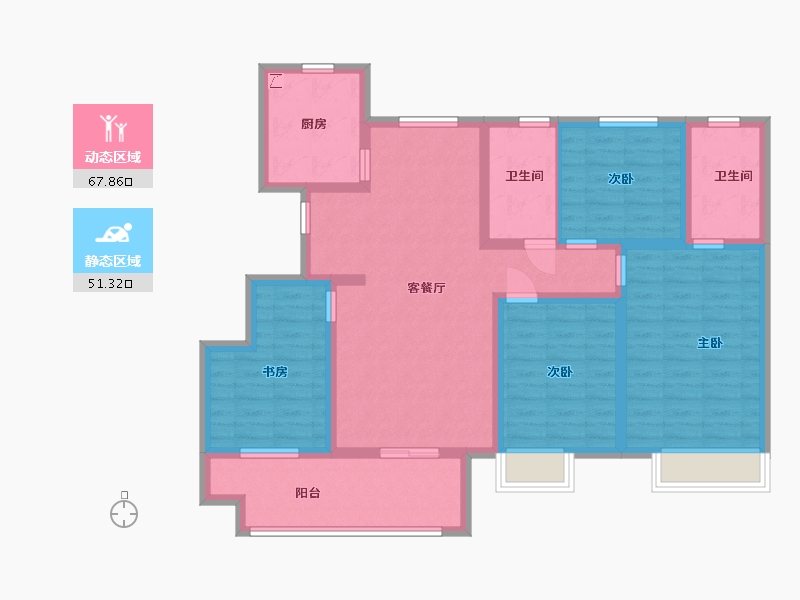 安徽省-六安市-中梁望璟台-105.00-户型库-动静分区