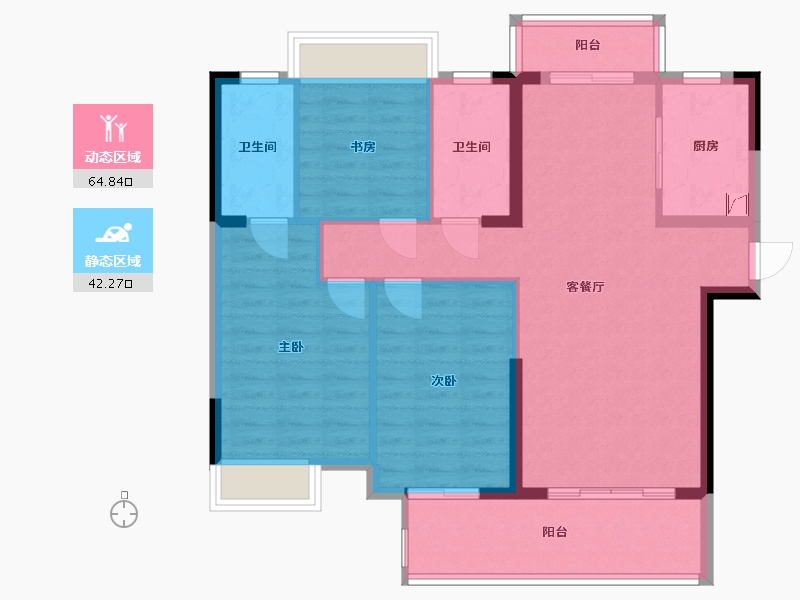 湖北省-荆门市-汉龙一号-116.00-户型库-动静分区