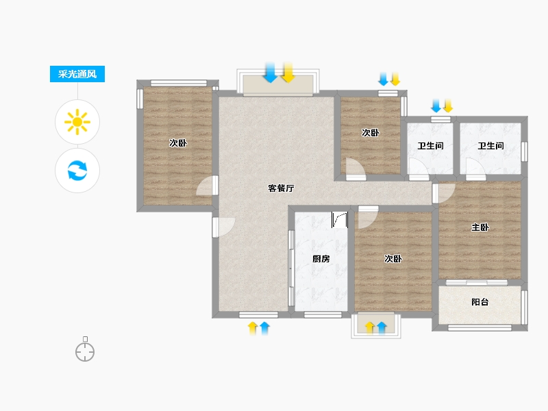 四川省-绵阳市-远太城3期-107.00-户型库-采光通风