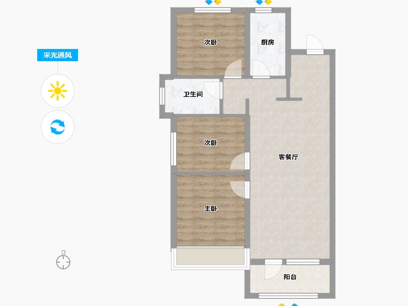 辽宁省-沈阳市-美的城-80.00-户型库-采光通风