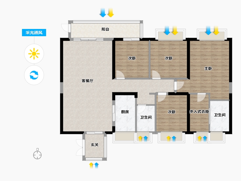 海南省-海口市-扬江花园-140.00-户型库-采光通风