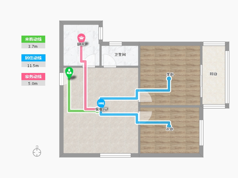 陕西省-西安市-西铁大明宫小区-66.59-户型库-动静线