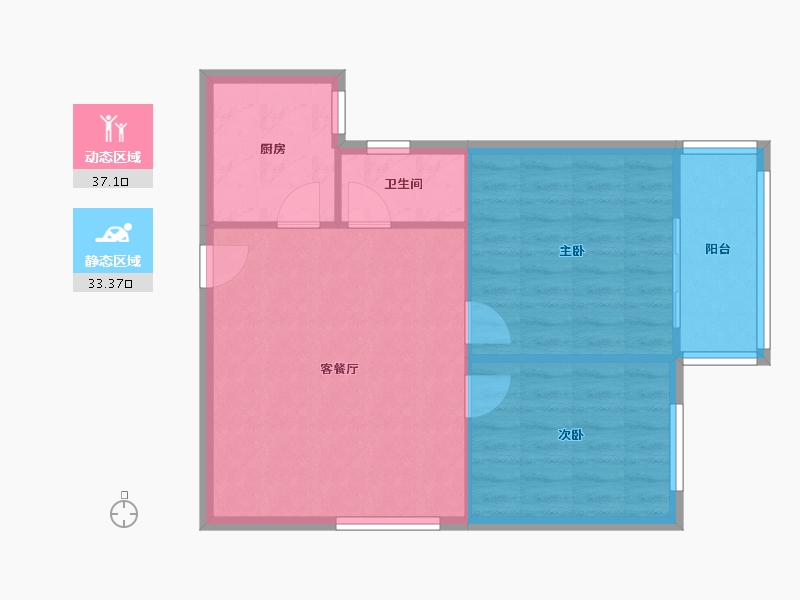 陕西省-西安市-西铁大明宫小区-66.59-户型库-动静分区