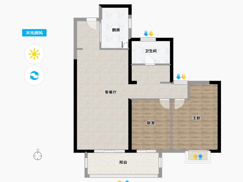 福建省-莆田市-白棠云麓二期A3 02户型-103.00-户型库-采光通风