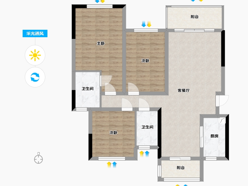 四川省-成都市-保利桃源新城二期-79.18-户型库-采光通风