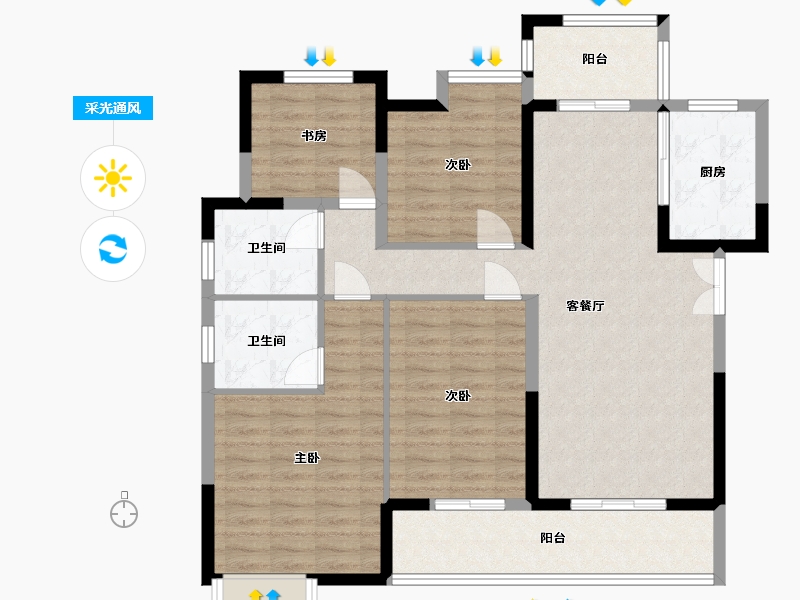 湖北省-黄冈市-小区-120.00-户型库-采光通风