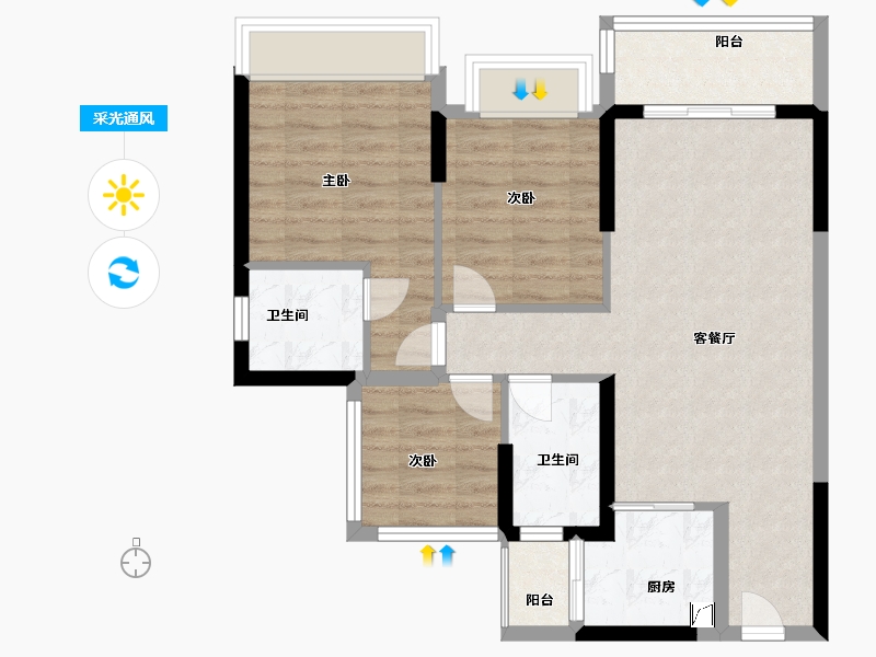 广东省-惠州市-荷悦台-73.00-户型库-采光通风