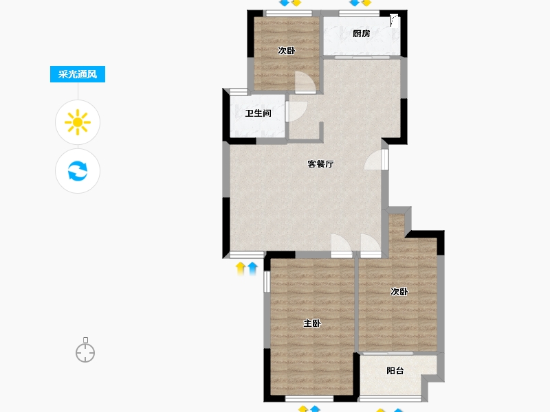 山东省-烟台市-贵和苑-90.00-户型库-采光通风