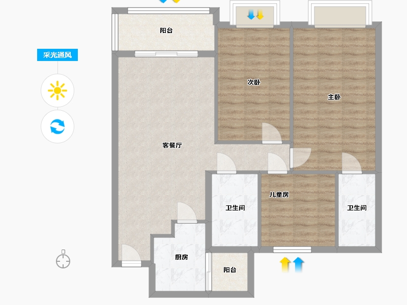 湖北省-随州市-恒大御府-90.00-户型库-采光通风